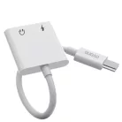 Dudao USB Type C - USB Type C / 3.5mm mini jack audio és töltés adapter fehér (L13T)