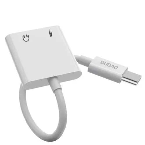 Dudao USB Type C - USB Type C / 3.5mm mini jack audio és töltés adapter fehér (L13T)