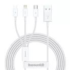 Baseus CAMLTYS-02 Superior Gyors Töltő- és Adatkábel 3in1 USB-C, Lightning, MicroUSB 1.5m Fehér