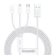 Baseus CAMLTYS-02 Superior Gyors Töltő- és Adatkábel 3in1 USB-C, Lightning, MicroUSB 1.5m Fehér