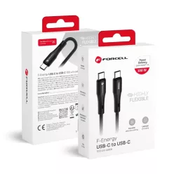   USB-C FORCELL F-ENERGY C347 kábel Type C - Type C QC4.0 PD 5A 100W Szilikon 1 m fekete
