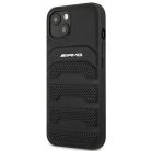 AMG AMHCP14MGSEBK iPhone 14 Plus 6,7 "fekete / fekete keménytok bőr dombornyomott vonalak tok