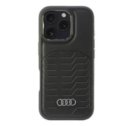   iPhone 16 Pro Eredeti Audi szintetikus bőrtok fekete tok (AU-TPUPCMIP16P-GT/D3-BK)