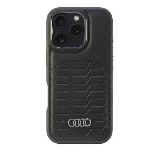 iPhone 16 Pro Eredeti Audi szintetikus bőrtok fekete tok (AU-TPUPCMIP16P-GT/D3-BK)