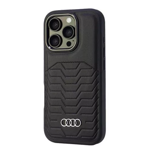 iPhone 16 Pro Eredeti Audi szintetikus bőrtok fekete tok (AU-TPUPCMIP16P-GT/D3-BK)