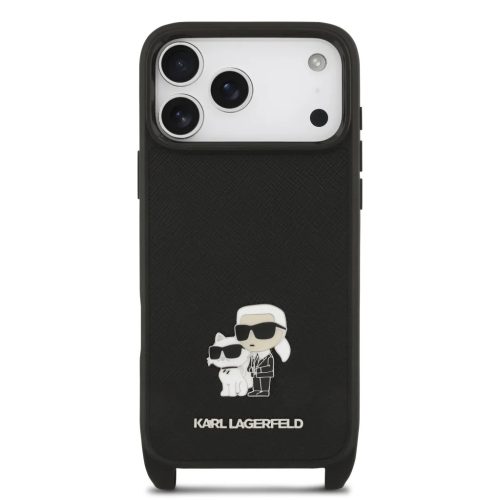 Apple iPhone 17 Pro Max Karl Lagerfeld Saffiano Crossbody Pánt Metal Karl és Choupette tok