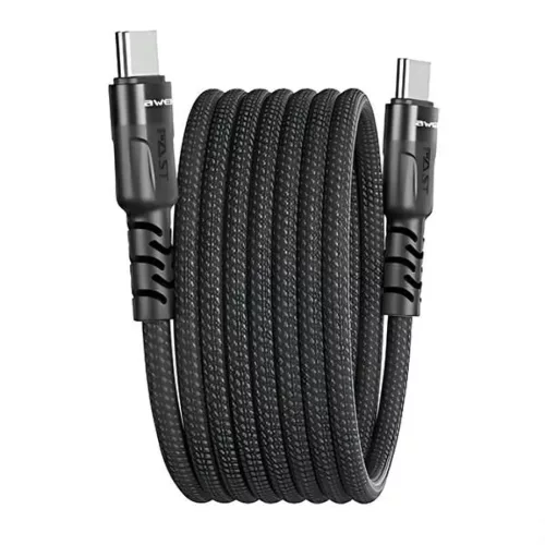 AWEI CL-166T USB-C to USB-C Mágneses Kábel Fekete