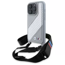   iPhone 16 Pro Szürke BMW Hardcase M Edition Carbon Stripe & Strap (BMHCP16L23PSCCG) Eredeti tok