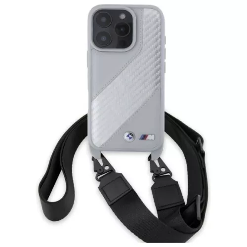 iPhone 16 Pro Szürke BMW Hardcase M Edition Carbon Stripe & Strap (BMHCP16L23PSCCG) Eredeti tok