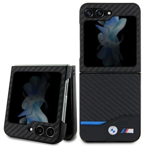 BMW Leather Carbon tok Samsung Galaxy Z Flip 5 - fekete