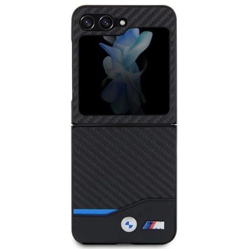 BMW Leather Carbon tok Samsung Galaxy Z Flip 5 - fekete