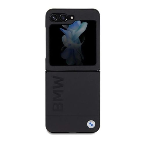 BMW Bőr Hot Stamp tok Samsung Galaxy Z Flip 5 - fekete