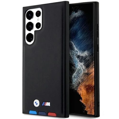 BMW BMHCS23L22PTDK S23 Ultra S918 fekete/fekete bőr lenyomat trikolor tok