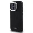 iPhone 16 Pro Fekete DKNY Plain Silver Logo MagSafe tok