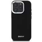 iPhone 16 Pro Fekete DKNY Plain Silver Logo MagSafe tok