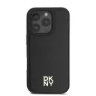 iPhone 16 Pro fekete DKNY PU bőr ismétlődő mintázatú logó MagSafe tok