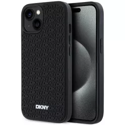 iPhone 15 Plus fekete DKNY 3D Gumi Ismétlődő Mintás tok