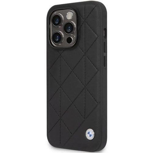 iPhone 14 Pro BMW BMHCP14L22RQDK bőr steppelt tok fekete