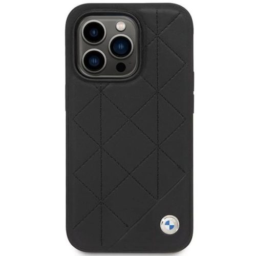 iPhone 14 Pro BMW BMHCP14L22RQDK bőr steppelt tok fekete