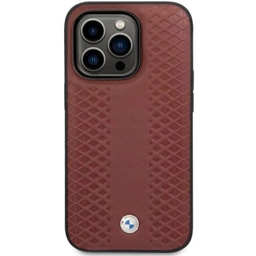 iPhone 14 Pro 6.1" Burgundy/bordó BMW BMHCP14L22RFGR bőr gyémántmintás tok