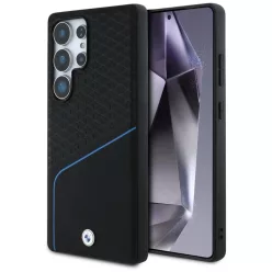   BMW Bőr Textúrált és Sima MagSafe tok Samsung Galaxy S25 Ultra - fekete tok