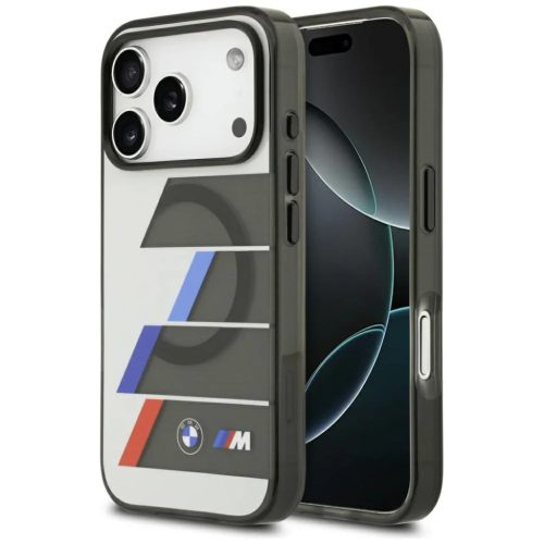 iPhone 17 Pro Max BMW M IML Fém Gombok Háromszínű Vonalkák MagSafe tok Antracit