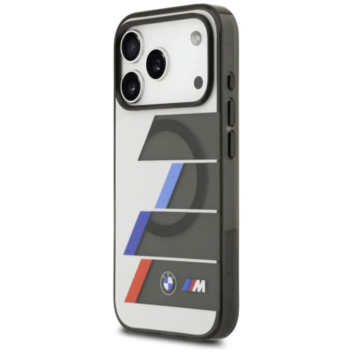 iPhone 17 Pro Max BMW M IML Fém Gombok Háromszínű Vonalkák MagSafe tok Antracit