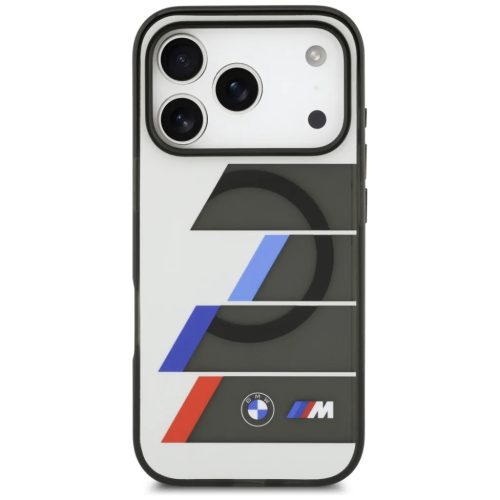 iPhone 17 Pro Max BMW M IML Fém Gombok Háromszínű Vonalkák MagSafe tok Antracit
