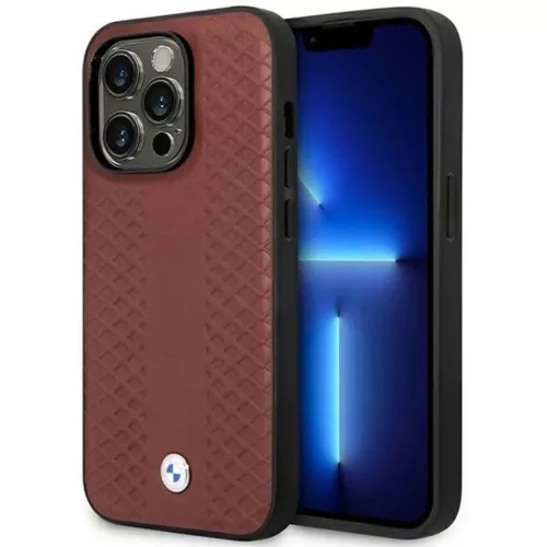 iPhone 14 Pro Max 6.7" Burgundy/Burgundy Leather Diamond Pattern MagSafe BMW BMHMP14X22RFGR tok