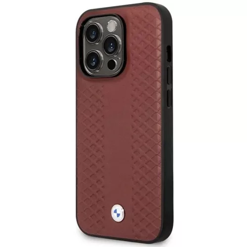 iPhone 14 Pro Max 6.7" Burgundy/Burgundy Leather Diamond Pattern MagSafe BMW BMHMP14X22RFGR tok