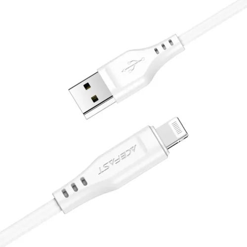 USB to Lightning fehér Acefast Data Cable (C3-02) 2.4A, 480Mbps, MFi tanúsítvánnyal, 1.2m