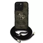 iPhone 16 Pro Barna Guess PU 4G Fém Logós Crossbody Pántos Tok