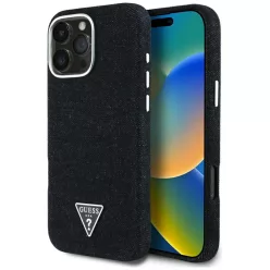   iPhone 16 Pro Fekete Guess HC MagSafe FW Farmer Háromszög Logós tok