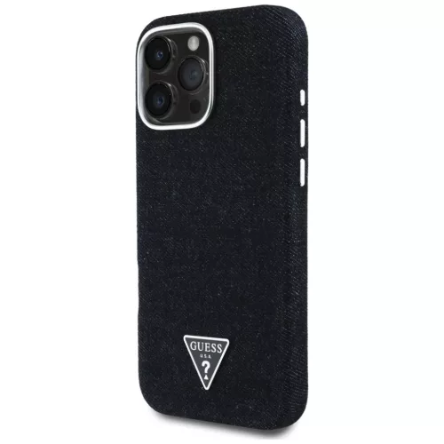 iPhone 16 Pro Fekete Guess HC MagSafe FW Farmer Háromszög Logós tok
