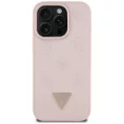 iPhone 16 Pro Rózsaszín Guess Peony Grained Hot Stamp Triangle MagSafe tok