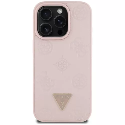 iPhone 16 Pro Rózsaszín Guess Peony Grained Hot Stamp Triangle MagSafe tok