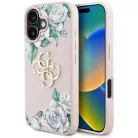 iPhone 16 rózsaszín Guess Grained Roses Big 4G logo tok