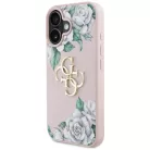 iPhone 16 rózsaszín Guess Grained Roses Big 4G logo tok