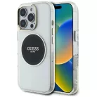 iPhone 16 Pro fekete Guess IML Fém Színes Kör Klasszikus Logo MagSafe tok