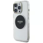 iPhone 16 Pro fekete Guess IML Fém Színes Kör Klasszikus Logo MagSafe tok