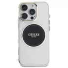 iPhone 16 Pro fekete Guess IML Fém Színes Kör Klasszikus Logo MagSafe tok