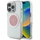 iPhone 16 Pro Rózsaszín Guess IML Metal Colored Circle Classic Logo MagSafe tok