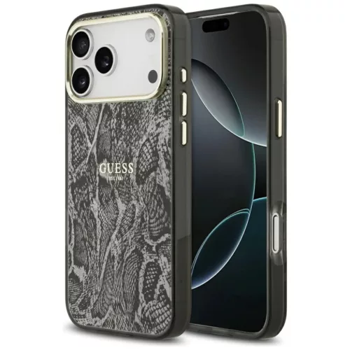 iPhone 17 Pro Max Guess Python Mintás MagSafe tok Fekete