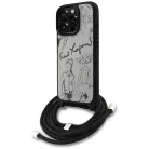 iPhone 16 Pro szürke Karl Lagerfeld Crossbody Grained Minta & Logó tok