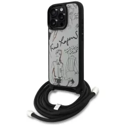   iPhone 16 Pro szürke Karl Lagerfeld Crossbody Grained Minta & Logó tok