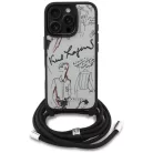 iPhone 16 Pro szürke Karl Lagerfeld Crossbody Grained Minta & Logó tok