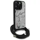 iPhone 16 Pro szürke Karl Lagerfeld Crossbody Grained Minta & Logó tok