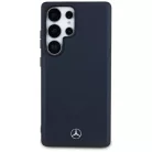 Mercedes Bőrből Készült Dombornyomott Vonalak MagSafe Tok Samsung Galaxy S25 Ultra - Kék Tok