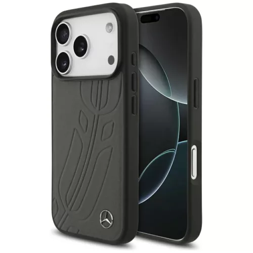 iPhone 17 Pro Mercedes bőr nagy babérlevél MagSafe tok antracit