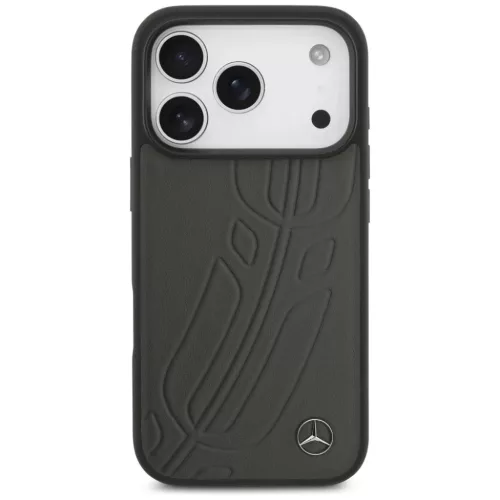 iPhone 17 Pro Mercedes bőr nagy babérlevél MagSafe tok antracit